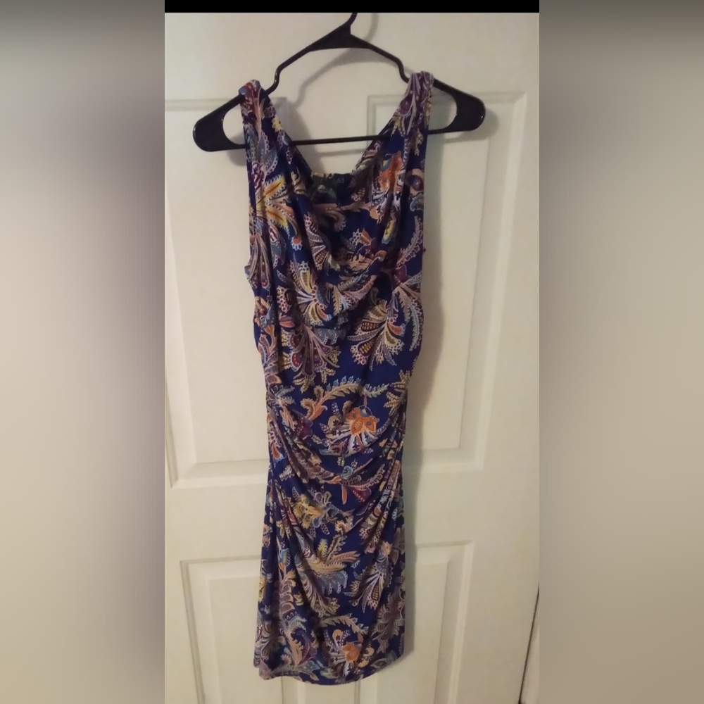 Ralph Lauren Vibrant Paisley Blue and Orange Midi Dress